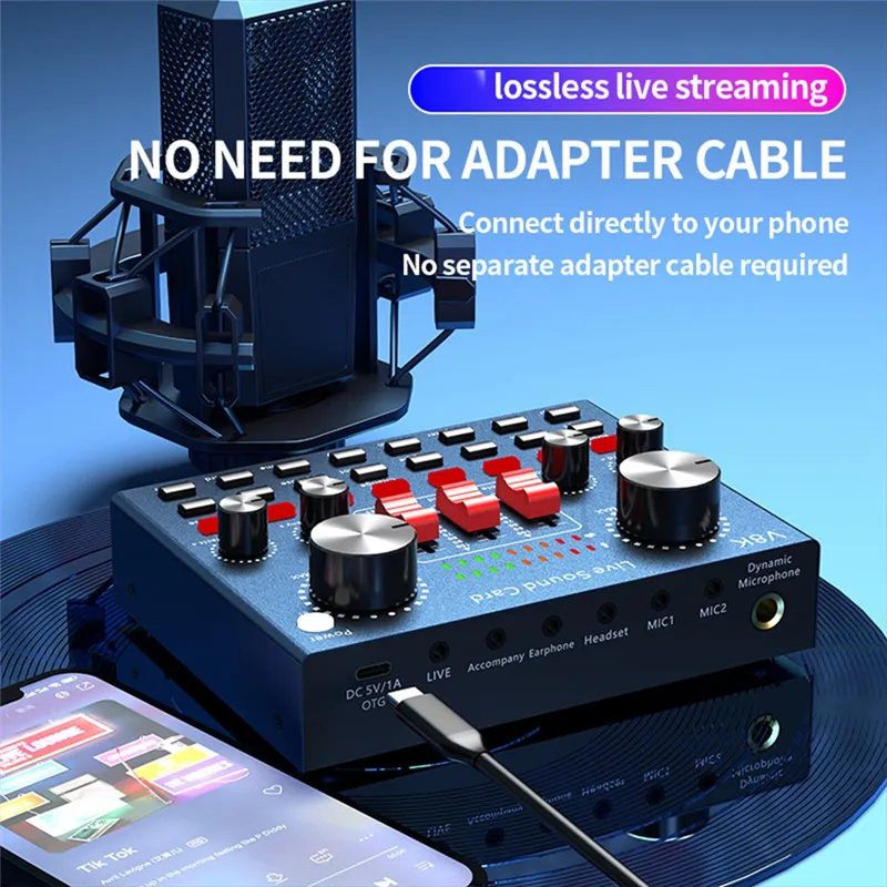 بطاقة صوت V8K مع ميكروفون BM800 مجموعة بودكاست كاملة