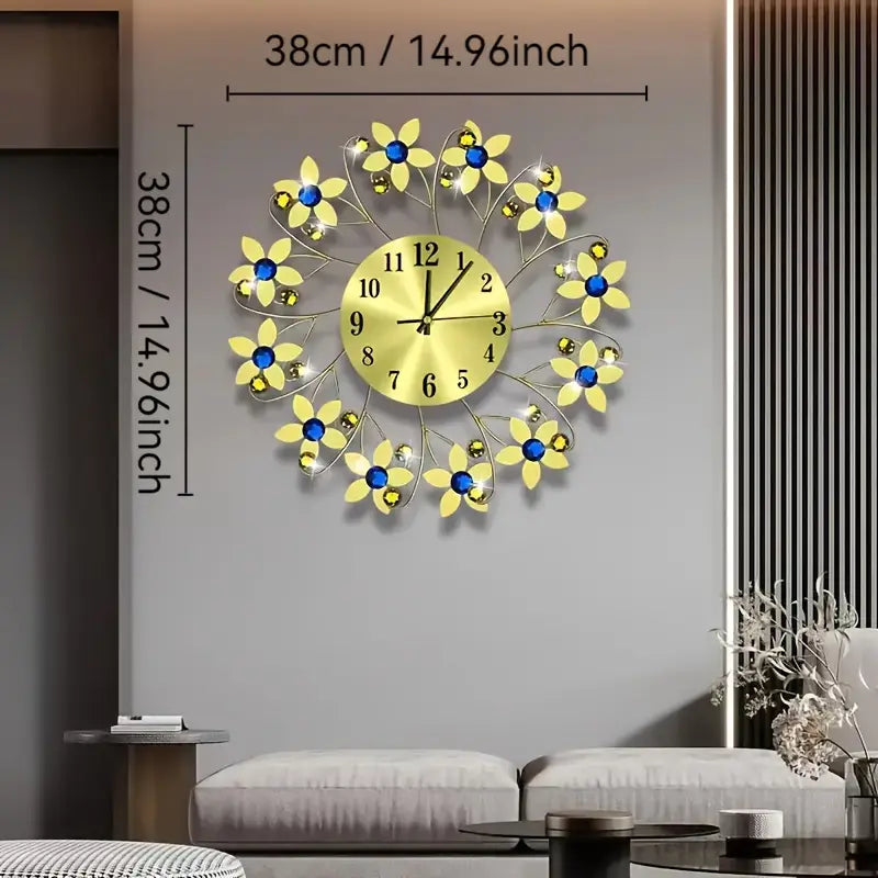 Golden Flower Metal fancy Wall Clock