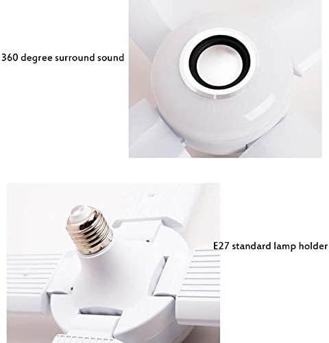 Smart Speaker Folding Deformation Lamp, LED Fan Music Light Bulb, Color Changing Lamp with Built-In Bluetooth Speaker And Remote Control for Home Stage Bar Party (4 FAN BLADE)
