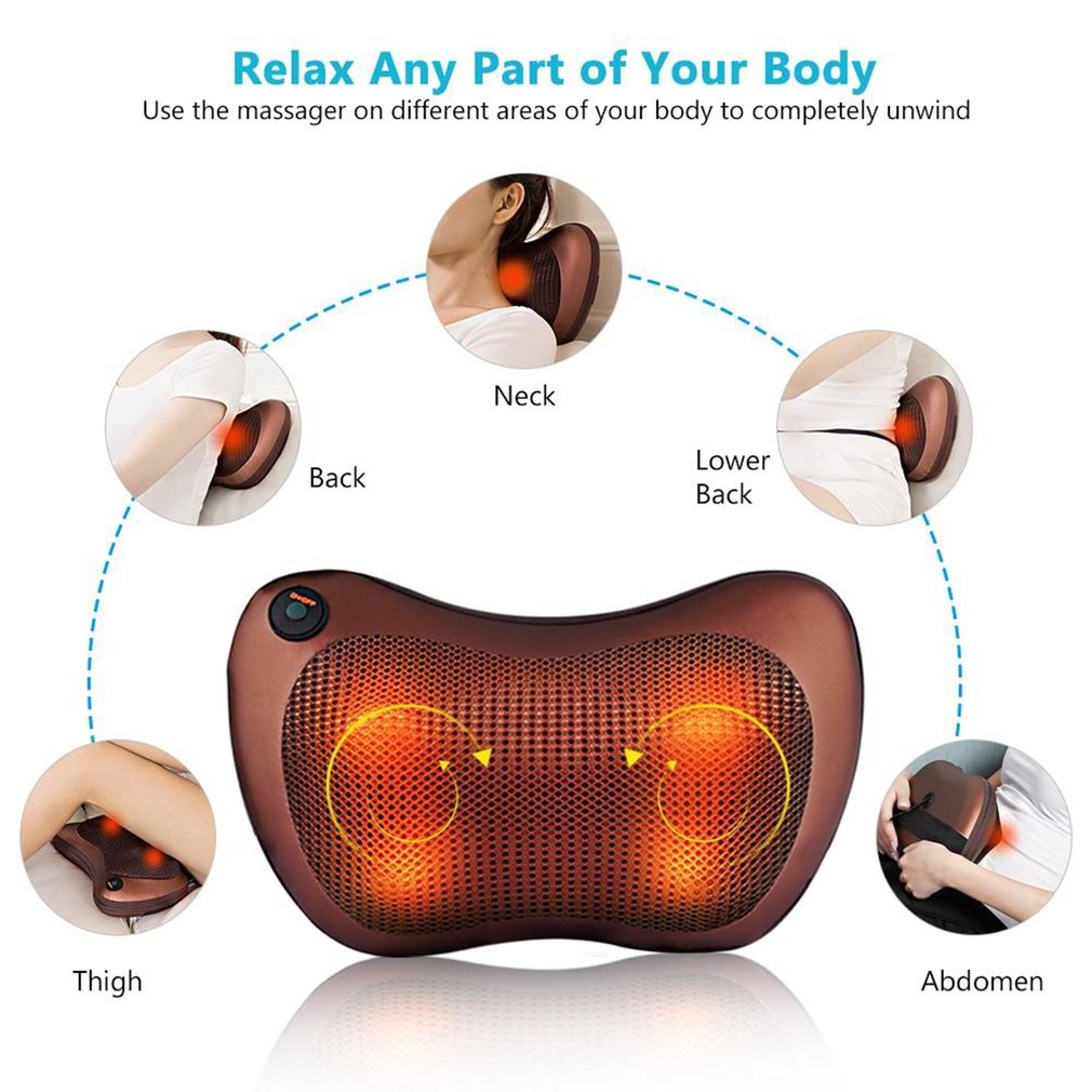 CAR & HOME PILLOW WITH 8 HEAD FOR NECK, BACK AND FOOT MASSAGE PILLOW ELECTRIC