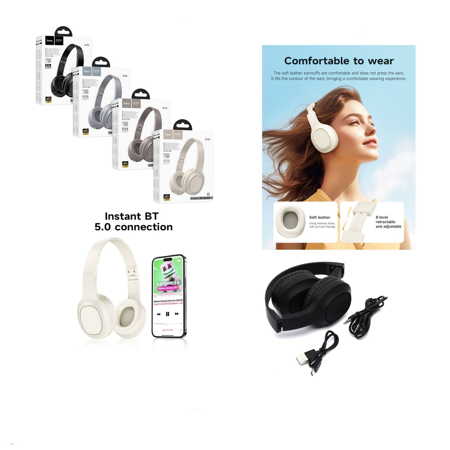 سماعات رأس لاسلكية سلكية Hoco W46 Charm