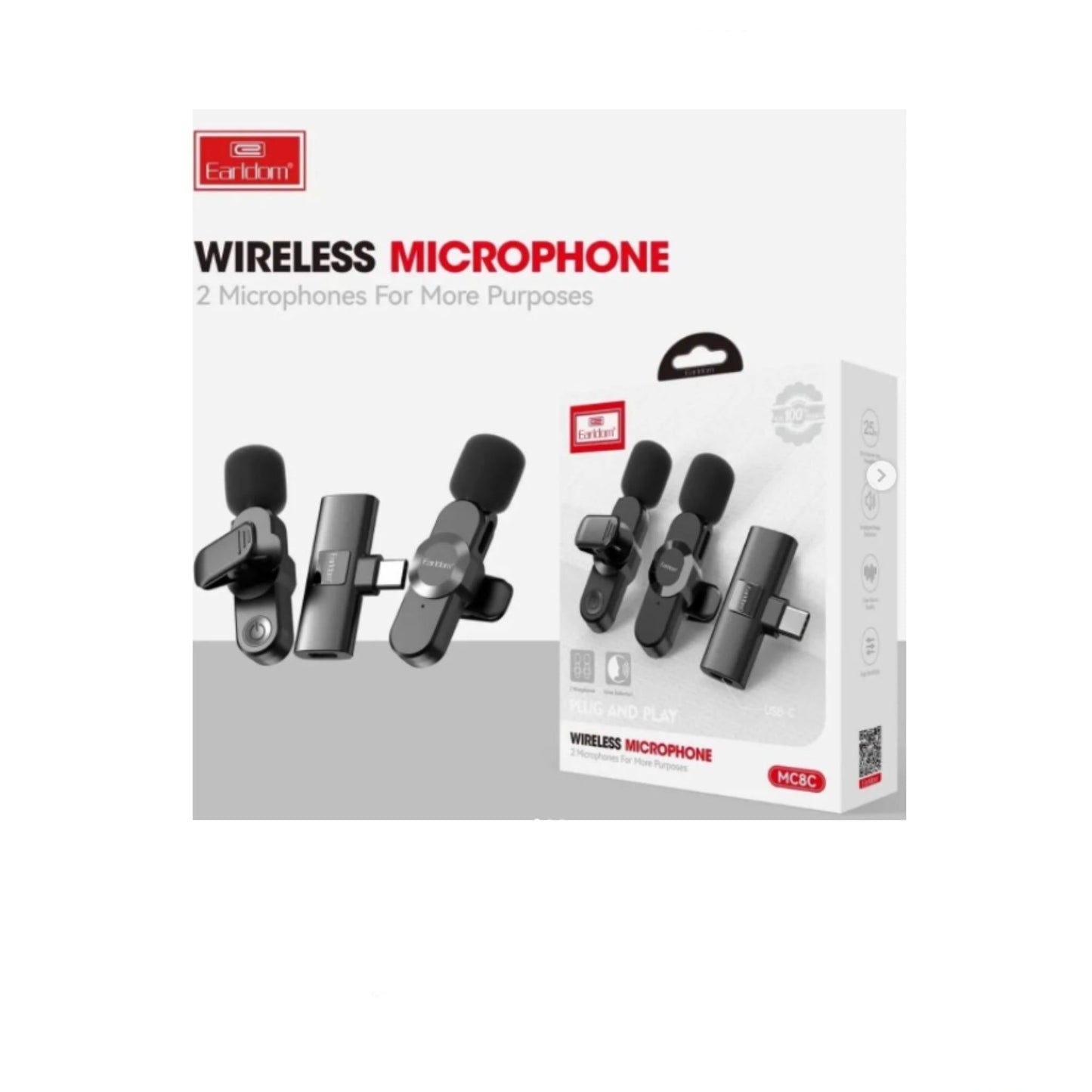Earldom MC8C Dual Wireless Microphone For Type C Or iPhone