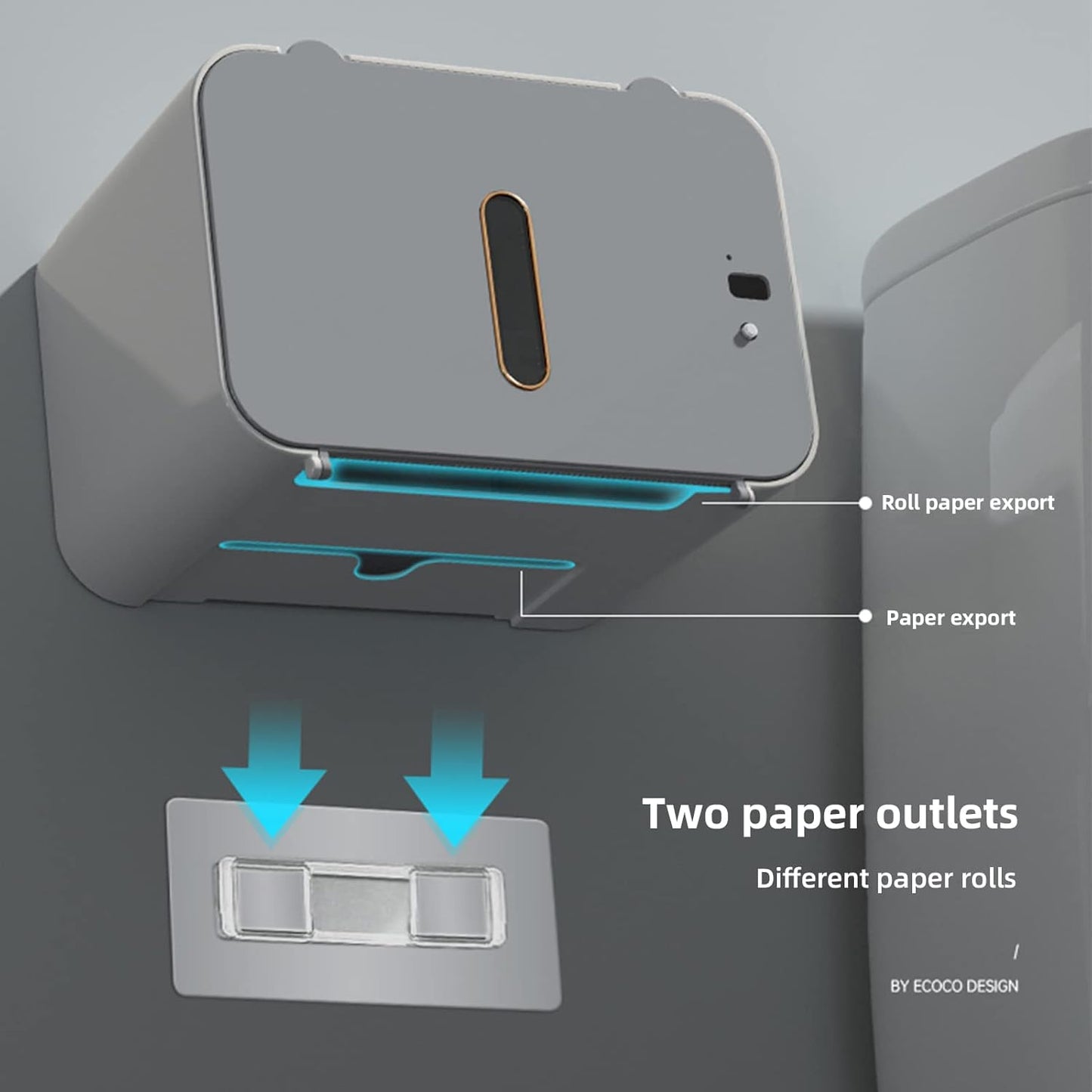 Automatic Toilet Paper Dispenser touchless Wall Mount, Commercial Toilet Paper Holder Dispenser, Paper Towel Dispenser with Shelf Household Intelligent Induction Punch-Free