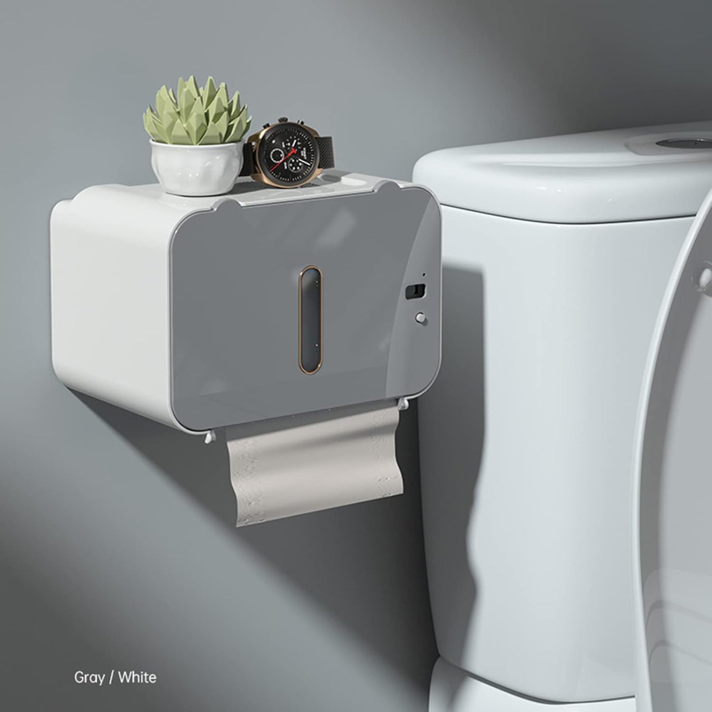 Automatic Toilet Paper Dispenser touchless Wall Mount, Commercial Toilet Paper Holder Dispenser, Paper Towel Dispenser with Shelf Household Intelligent Induction Punch-Free