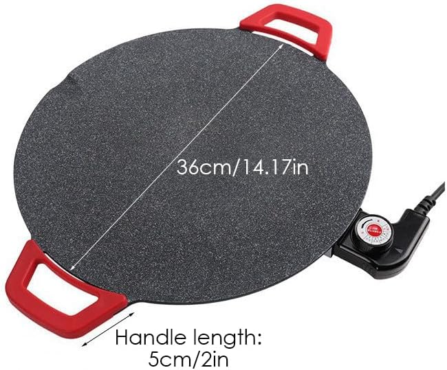 شواية كهربائية بدون دخان من راف، صينية خبز، مقلاة غير لاصقة، مقلاة فطائر، مع مقابض، طلاء حجري طبي، تحكم في درجة الحرارة بخمسة مستويات، تسخين سريع