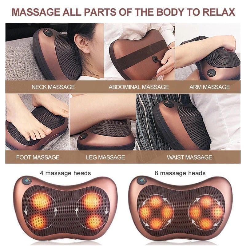 CAR & HOME PILLOW WITH 8 HEAD FOR NECK, BACK AND FOOT MASSAGE PILLOW ELECTRIC
