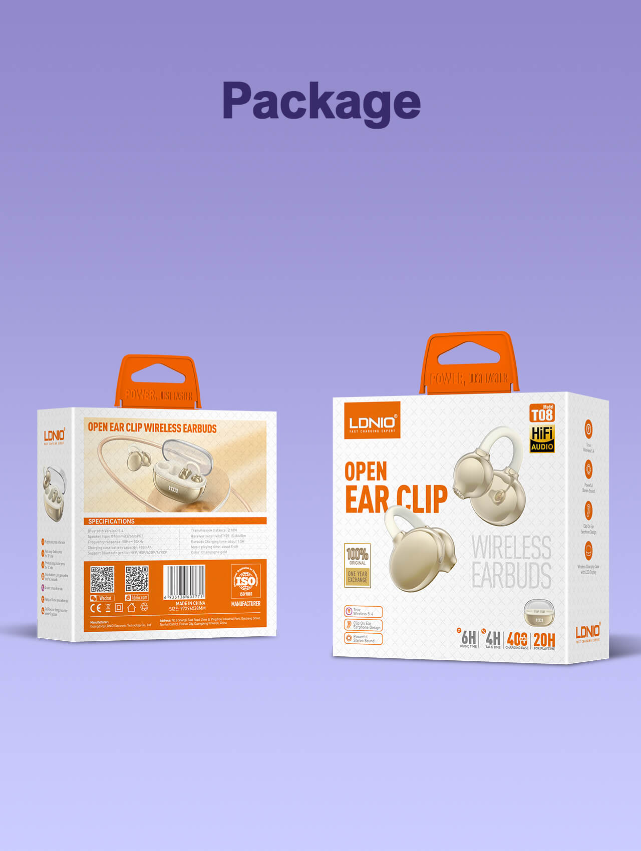 سماعات أذن لاسلكية ستيريو BT مفتوحة T08 داخل الأذن