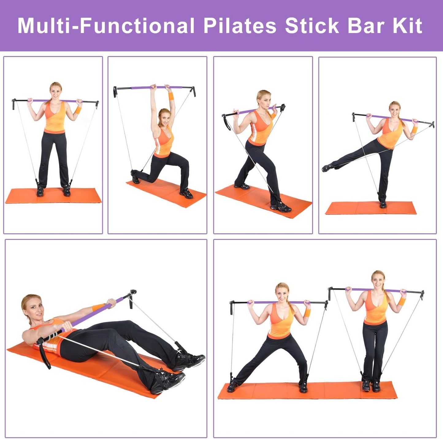 مجموعة بيلاتيس المحمولة مع شريط المقاومة