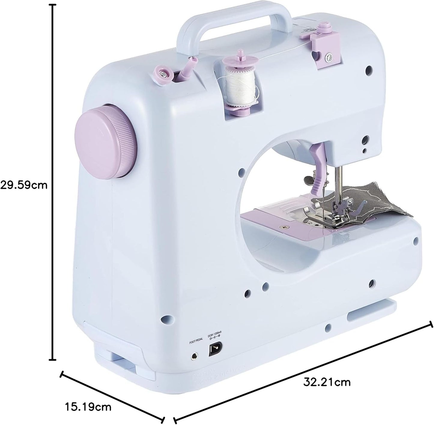 Portable Mini Automatic Sewing Machine,Electric Professional Crafting Mending Tool - LED 12 Stitches 2 Speed with Foot Pedal for Household