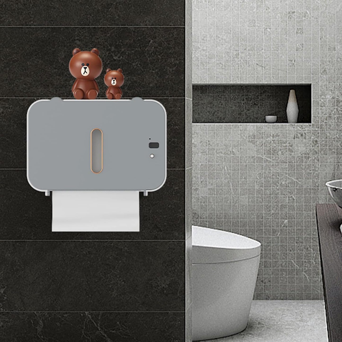 Automatic Toilet Paper Dispenser touchless Wall Mount, Commercial Toilet Paper Holder Dispenser, Paper Towel Dispenser with Shelf Household Intelligent Induction Punch-Free