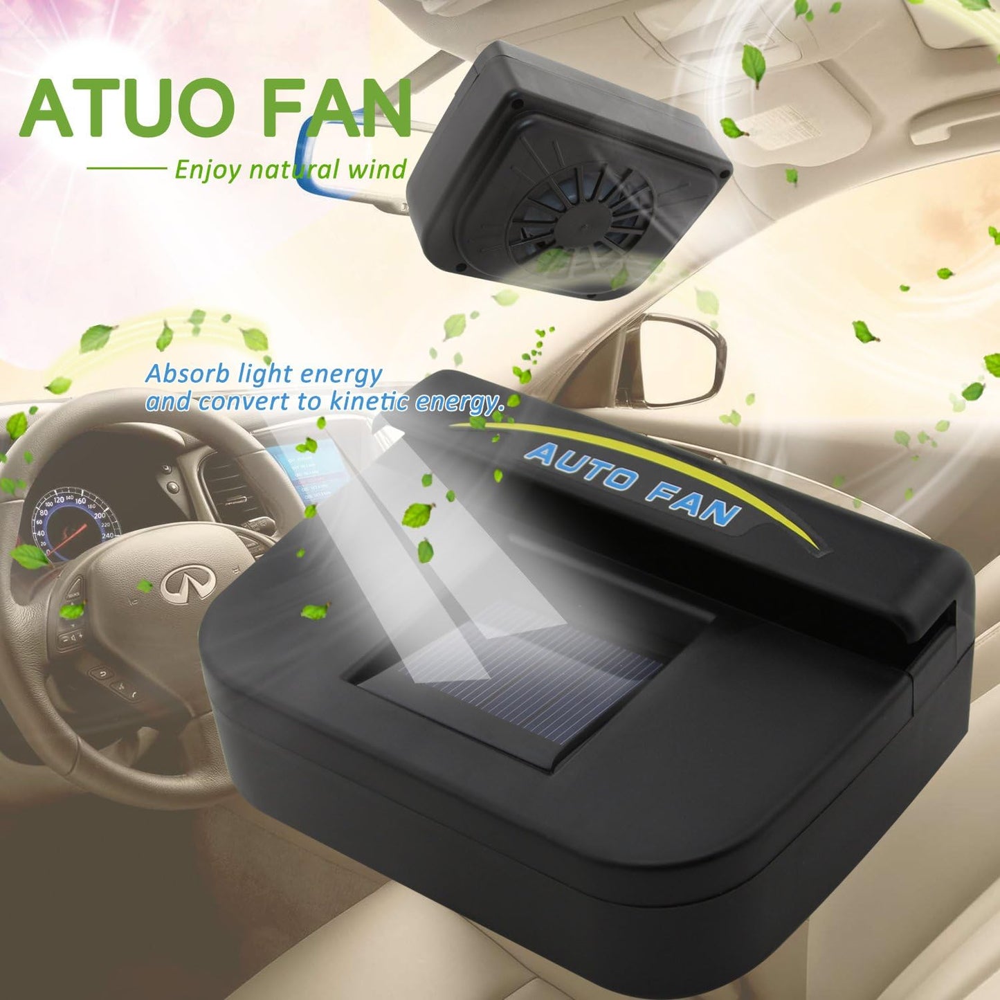 Solar Powered Car Auto Air Vent Cooling Fan System