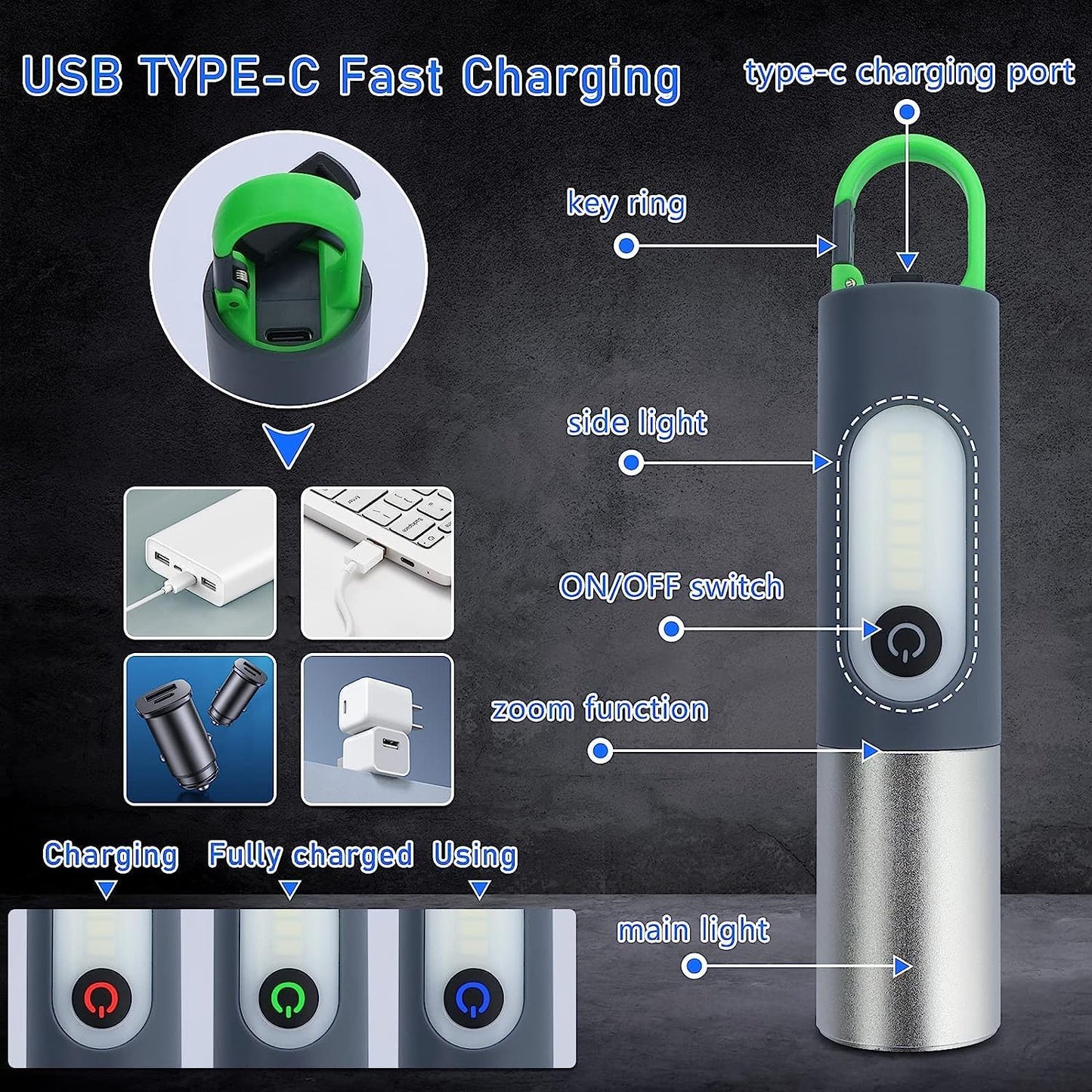 LED Rechargeable Flashlights, High Lumens Tactical Flashlights with Zoomable&4 Modes, Super Bright Small Flashlights for Emergencies and Outdoor Use, Camping Accessories