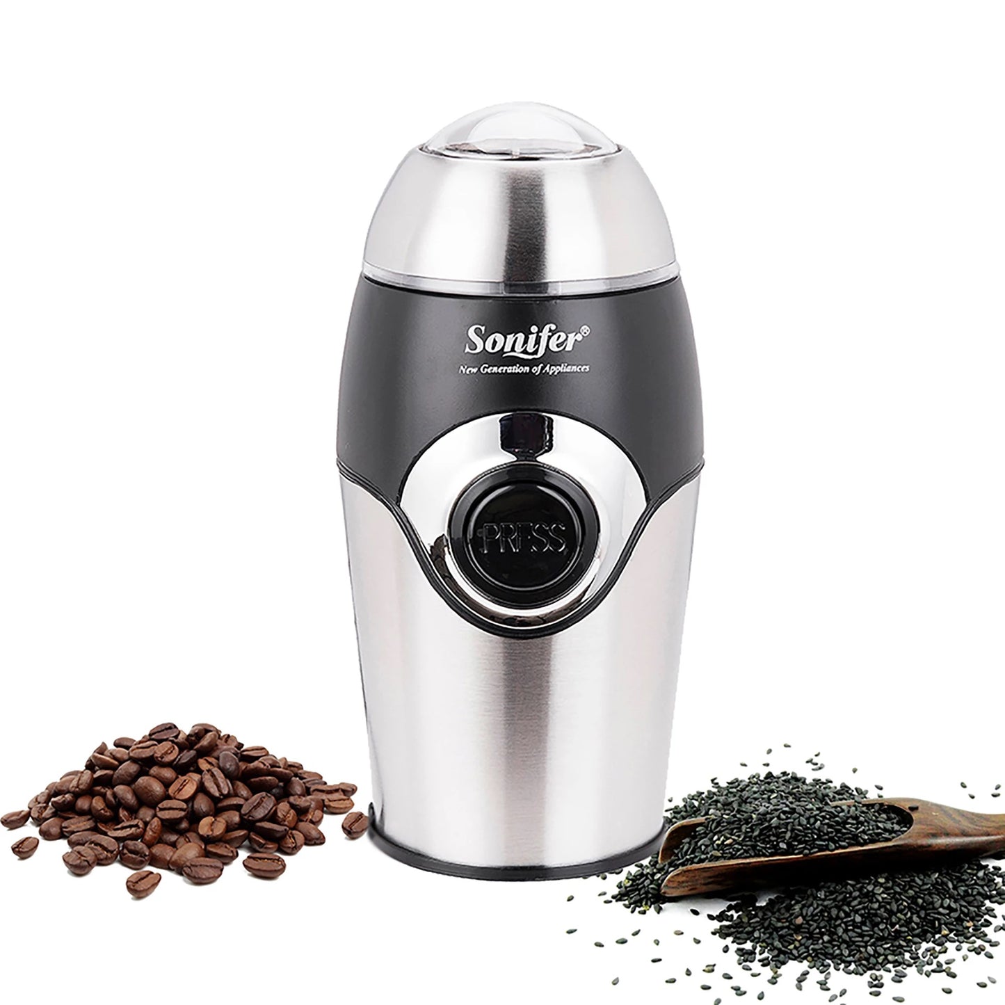 مطحنة حبوب القهوة الكهربائية الصغيرة Sonifer SF-3507 للبيع بالجملة للاستخدام المنزلي بزر ضغط وشفرة من الفولاذ المقاوم للصدأ