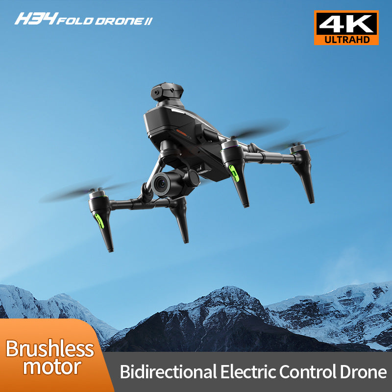 H34 Outdoor Beginner Drone 4k camera Gps Brushless Aircraft Triple Avoid Obstacles Fpv Mini Rc Fold Drone Professional