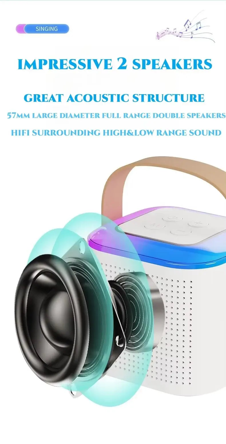 Portable Y1 Karaoke Bluetooth Speaker with Dual Wireless Microphones Karaoke Speaker