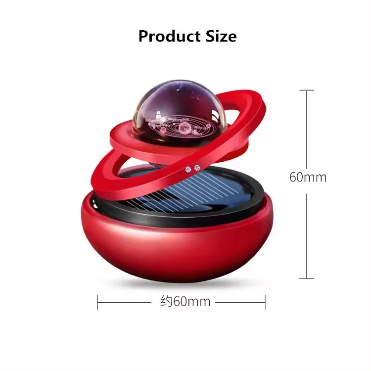 Car Solar Perfume Air Freshener Auto Rotation Double Ring Suspension Essential Oil Diffuser Aromatherapy