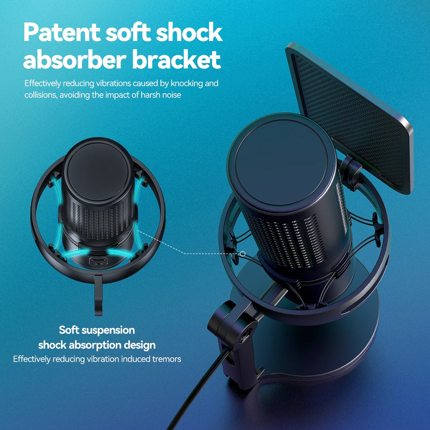 ميكروفون مكثف سلكي GM7S USB Type C للكمبيوتر للألعاب والبث المباشر مع حامل