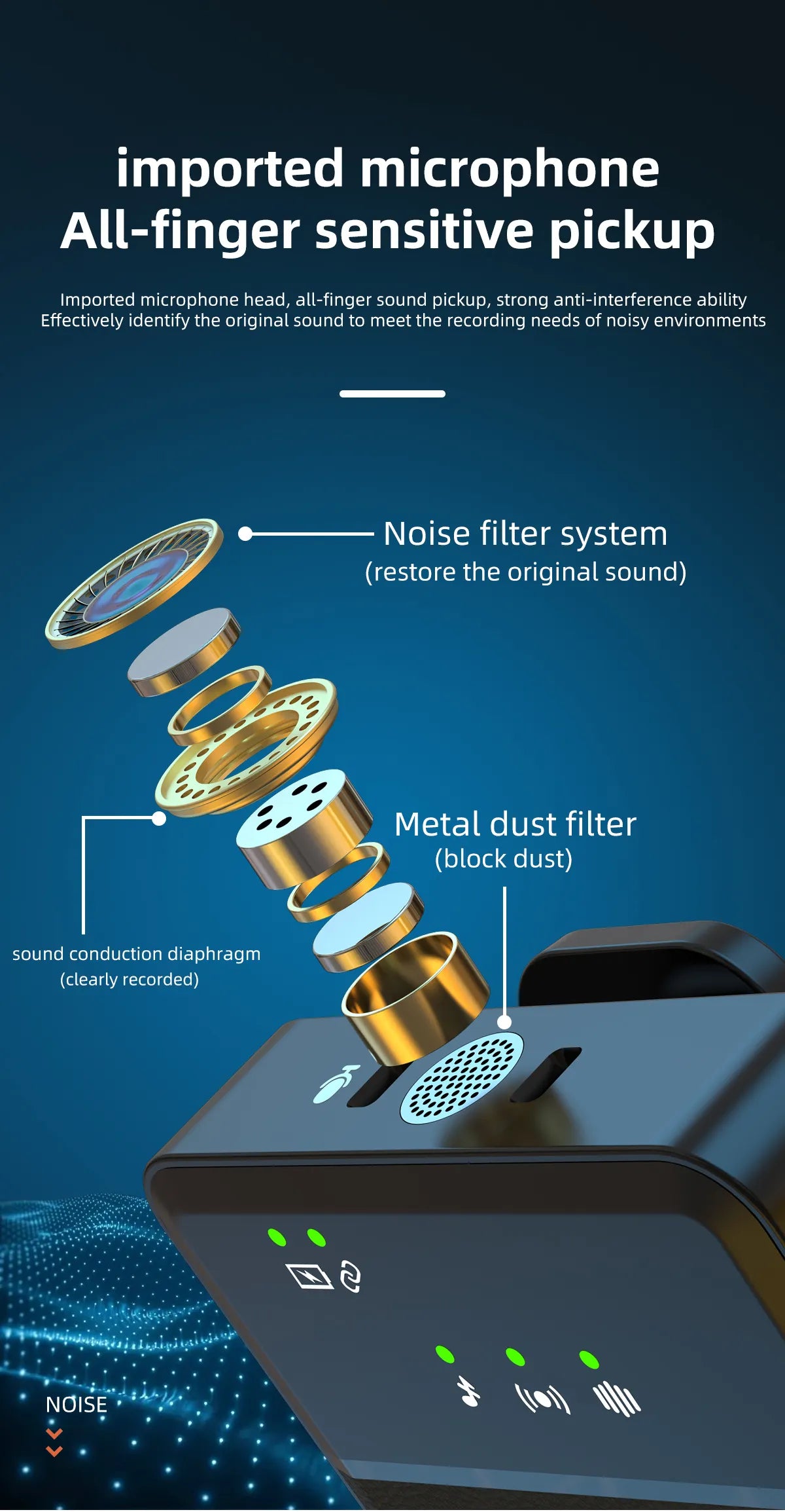 ميكروفون لاسلكي صغير رقمي طويل المدى SX9 ثنائي النطاق لأجهزة جاك 3.5 مم وType C