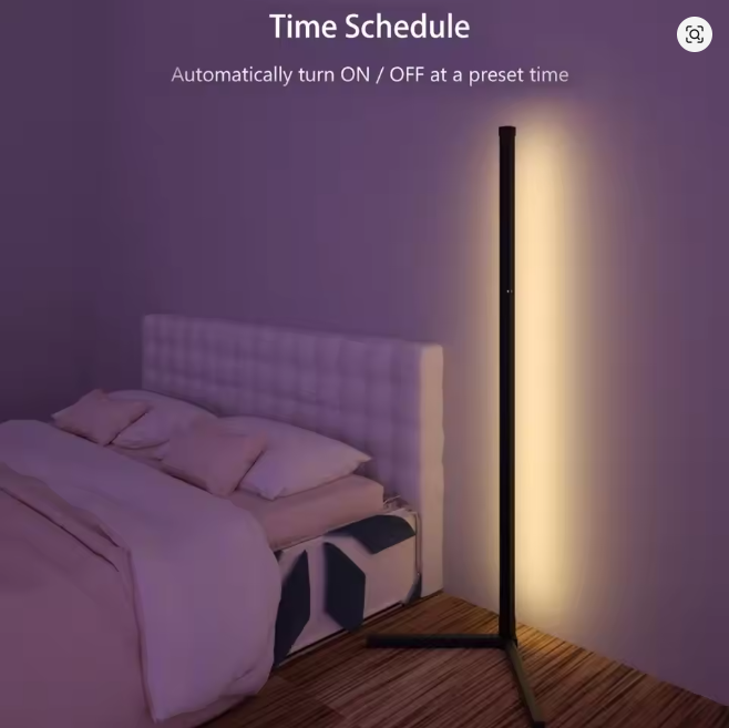 122cm Smart Corner Floor Lamp Dimmable APP Control RGB LED Modern Mood Lighting Stand Lights for Bedroom Gaming Living Room