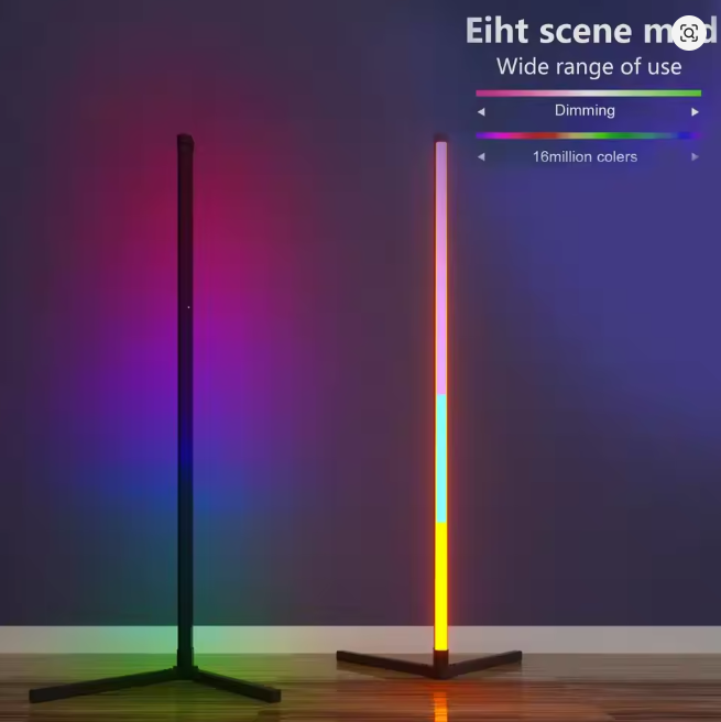 122cm Smart Corner Floor Lamp Dimmable APP Control RGB LED Modern Mood Lighting Stand Lights for Bedroom Gaming Living Room