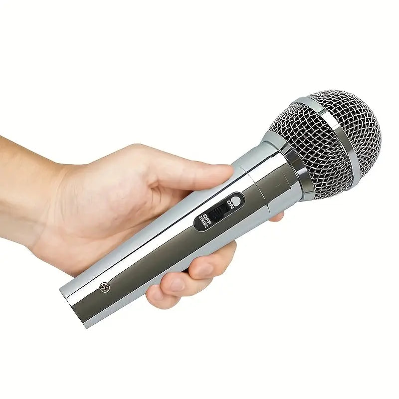 Universal wired moving-coil microphone, Silvery classic handheld karaoke microphone