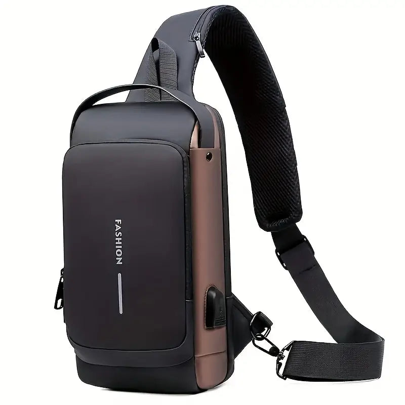 Men's Anti-theft Crossbody Shoulder Bag With USB Charging Port Waterproof