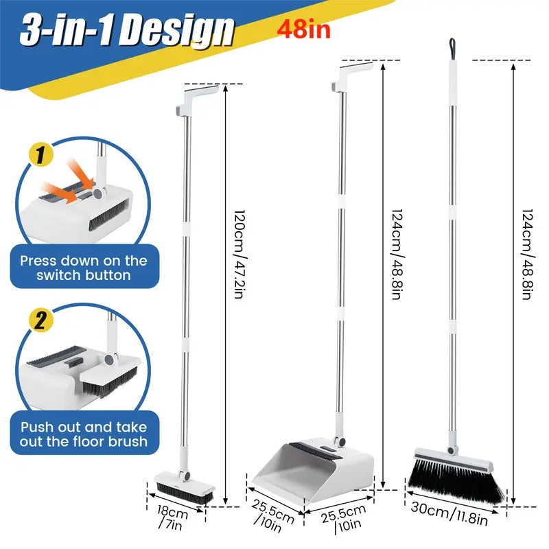 3-in-1 Ergonomic Long Handle Floor Cleaning Kit