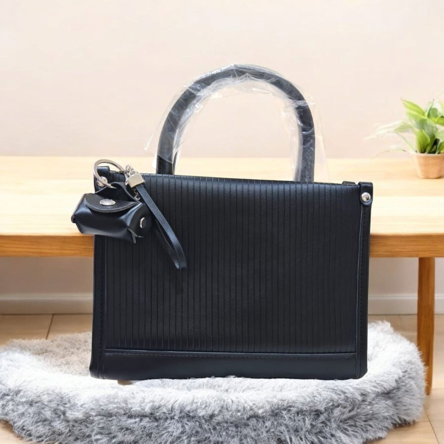 PLEATED LOOK PU LEATHER SLING BAG
