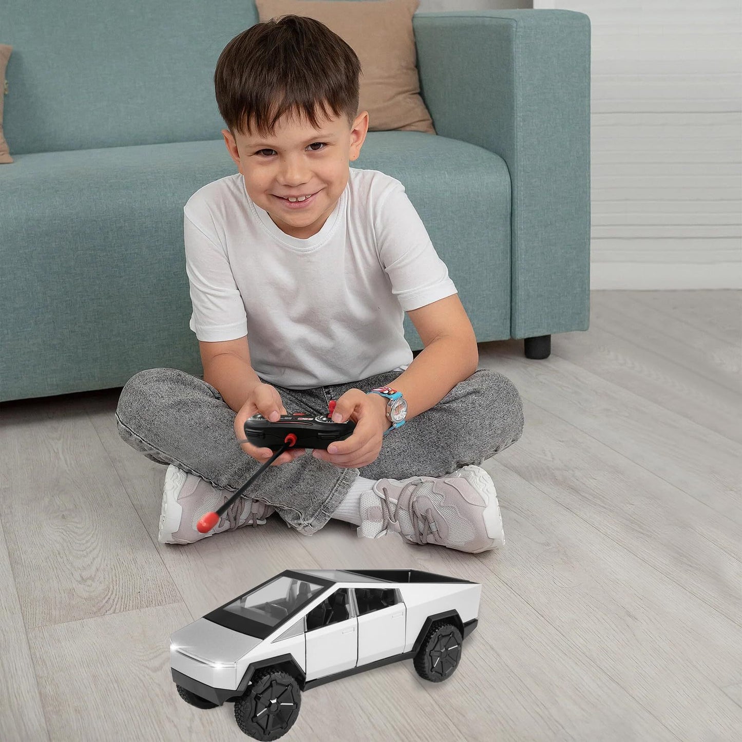 Tesla Cyber truck High Speed RC with Dual Motor 2.4GHz Long Battery Life Light Effects Runs On All-Terrain 1:14 RCRemote Control Car for Kids