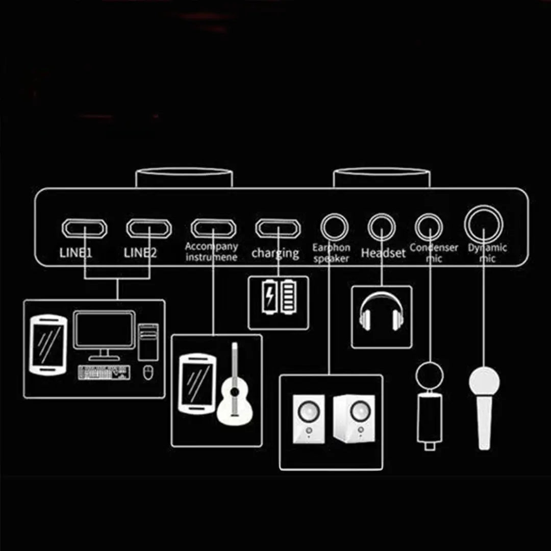 بطاقة صوت البث المباشر لبودكاست V8 Plus