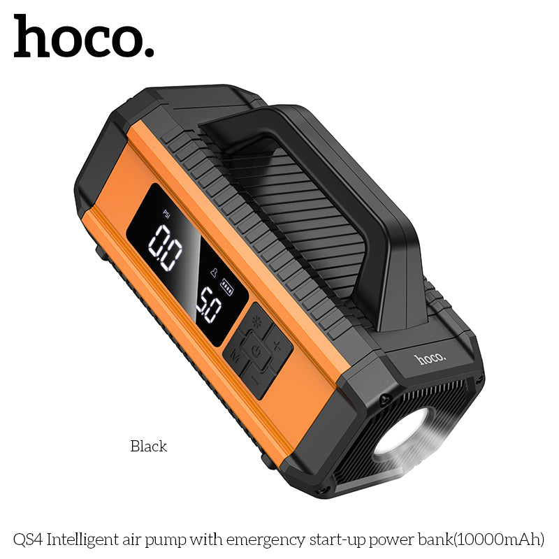 Hoco QS4 Air Pump with Emergency Start Power Bank 10000mAh - Multi-Function Portable Power.