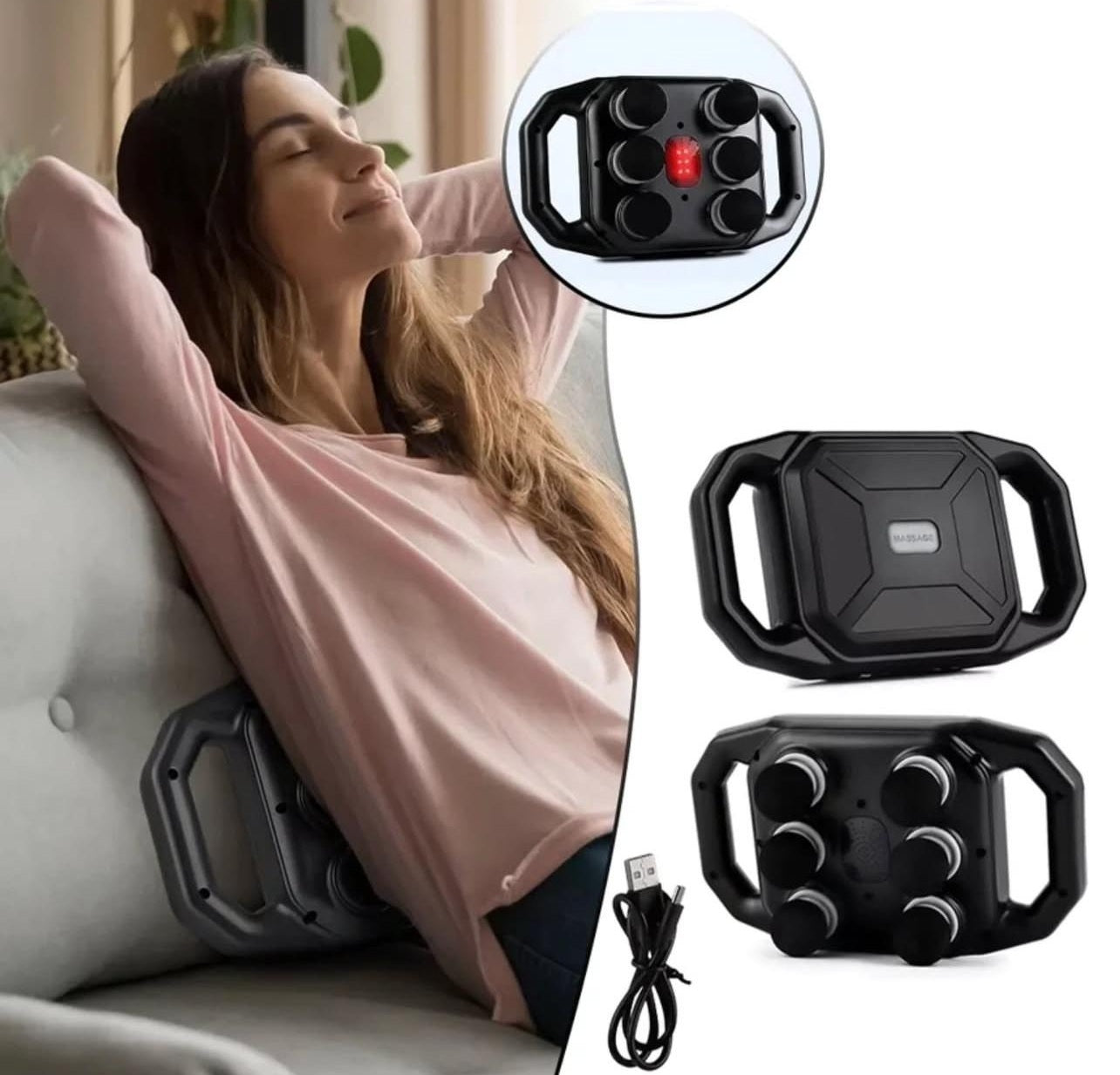 جهاز تدليك لاسلكي بستة رؤوس مع بطارية قابلة لإعادة الشحن بقوة 2000 مللي أمبير في الساعة