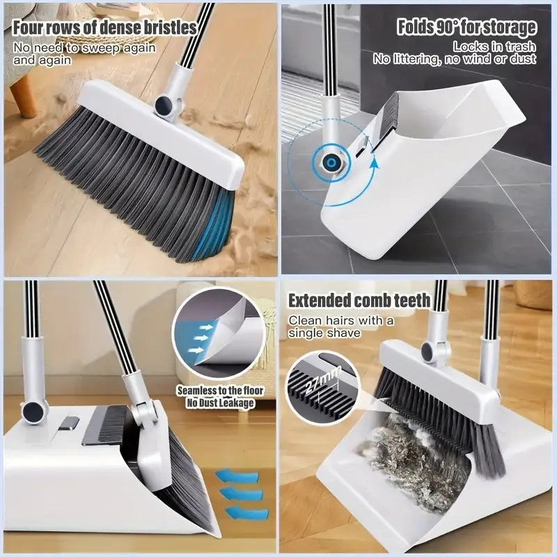 مجموعة تنظيف الأرضيات 3 في 1 بمقبض طويل مريح