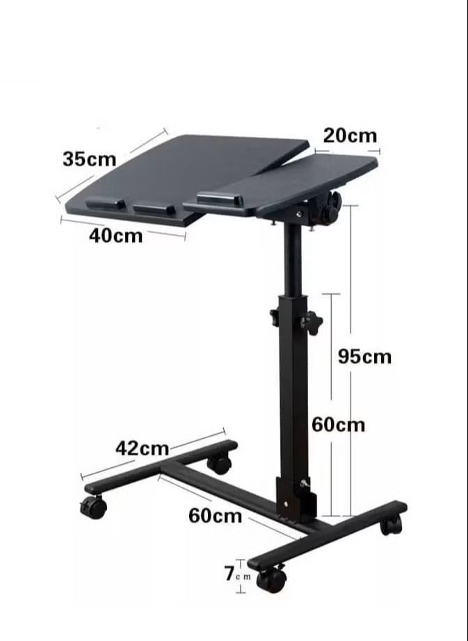 طاولة كمبيوتر محمول معدنية بعجلات