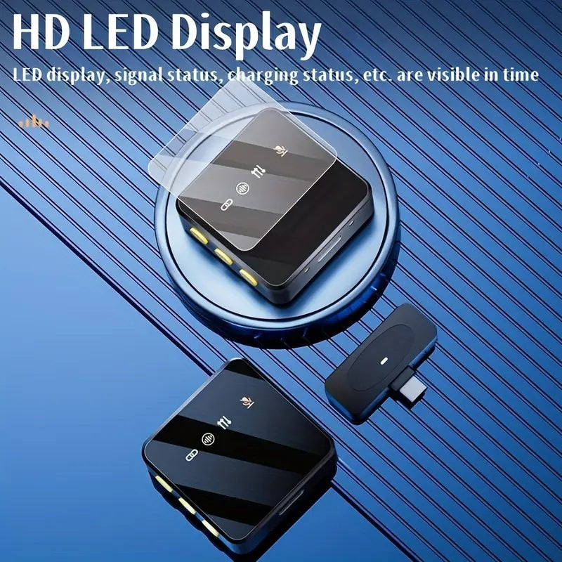 ميكروفون لافاليير لاسلكي مزدوج مع خاصية تقليل الضوضاء ومقاومة الرياح