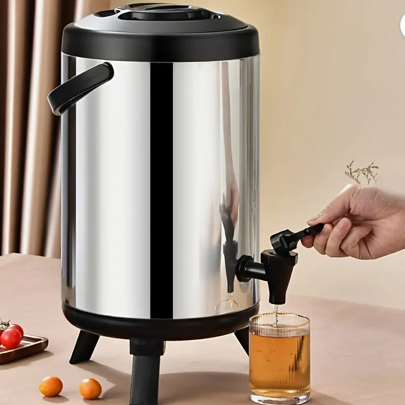 موزع مشروبات الماء الساخن من الفولاذ المقاوم للصدأ سعة 12 لترًا للقهوة والمشروبات الساخنة والباردة مع حامل مضخة