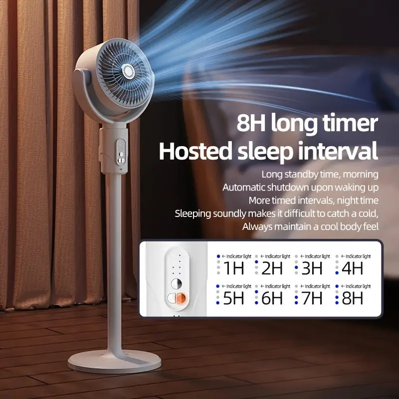 Adjustable Height Floor Fan with Type-C USB Power