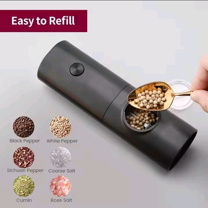 مجموعة مطحنة الملح والفلفل الكهربائية مع قاعدة تخزين، تعمل بالبطارية أو كابل USB