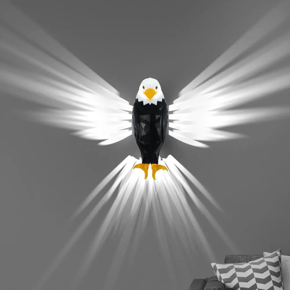 Plastic Bald Eagle Wall Light, American Animal Bird Wall Night Light, White, Home