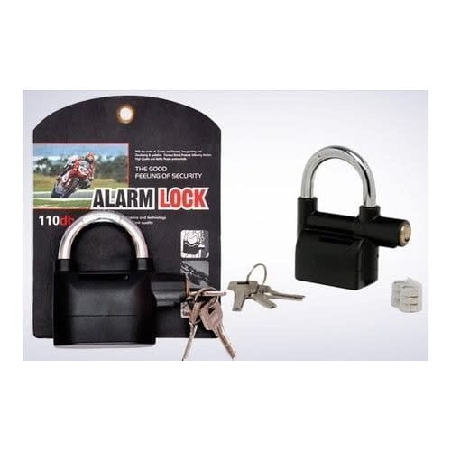 Alarm Security Lock with Motion Sensor Siren and 3 Keys, Metallic Finish for Home Safety Anti Theft System for Home, Office Door and Bikes (Motion Sensing Siren Locks, Metal, Black)