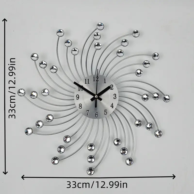 Sleek Circular Star Design Metal Fancy Wall Clock
