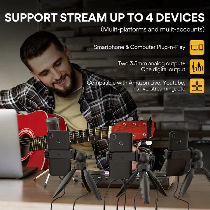 Maonocaster Maonocaster AU-AM200S1 Lite Portable All-In-One Podcast Production Studio With Microphone And Audio Interface for Podcast, Games
