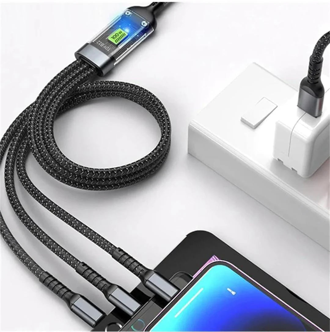 X Hanz LM05 3 in 1 USB Fast Charging Cable Up to 100W