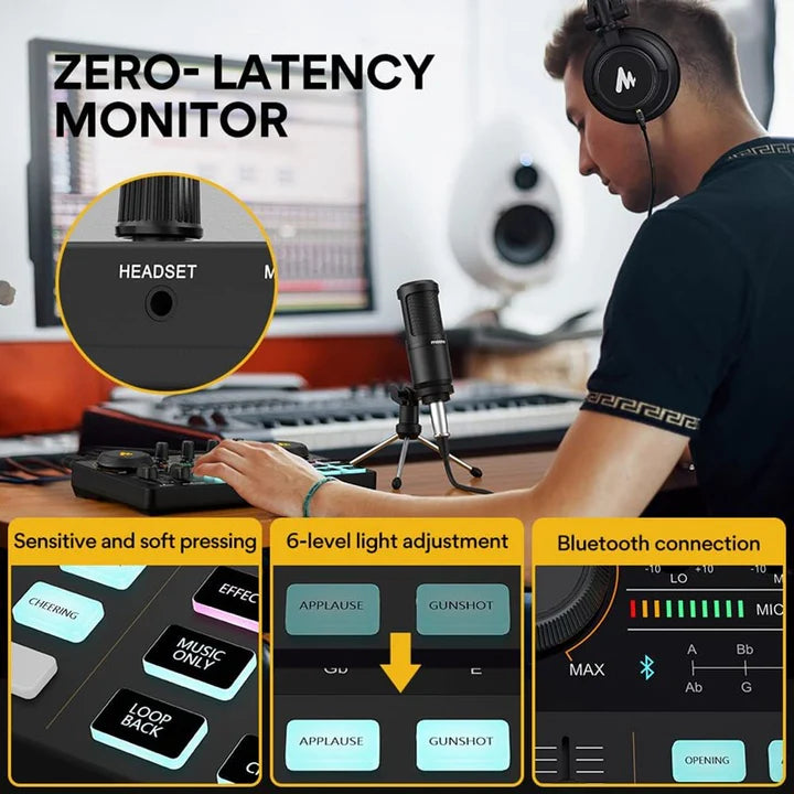 Maonocaster Maonocaster AU-AM200S1 Lite Portable All-In-One Podcast Production Studio With Microphone And Audio Interface for Podcast, Games