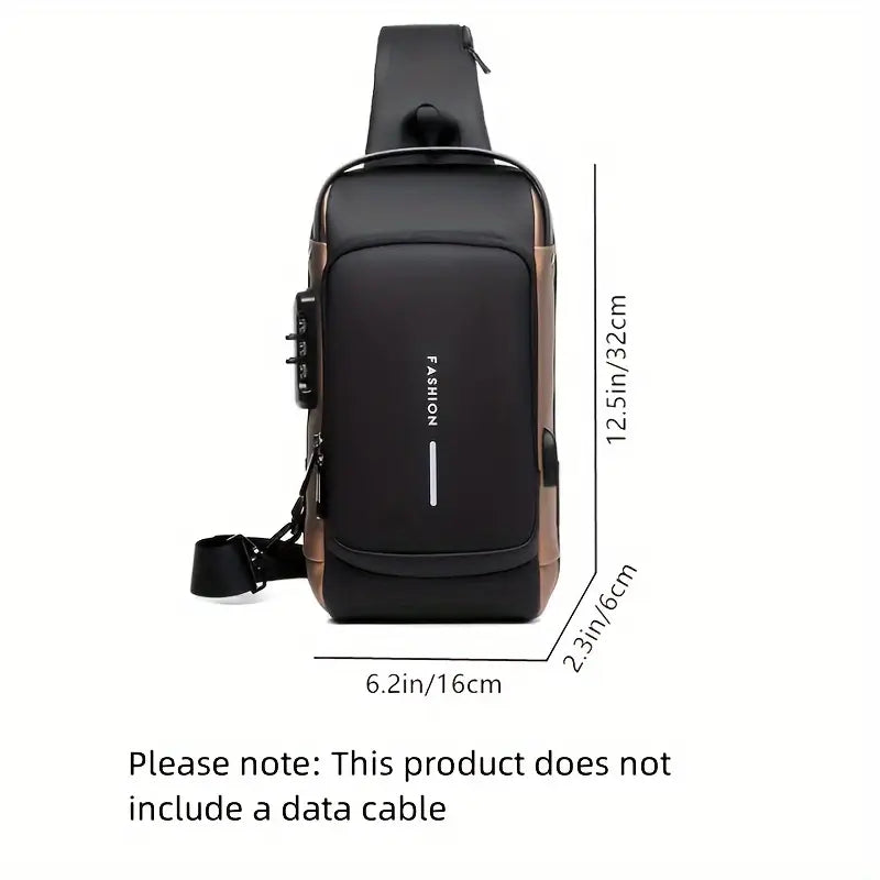 حقيبة كتف للرجال مضادة للسرقة مع منفذ شحن USB مقاومة للماء