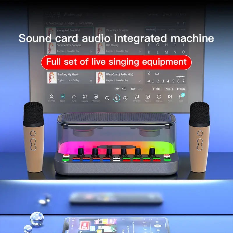 بطاقة صوت SY11 بلوتوث مع ميكروفون لاسلكي مزدوج 