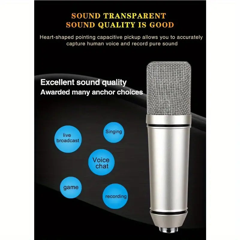 U87P Condenser Podcast Microphone With Stand