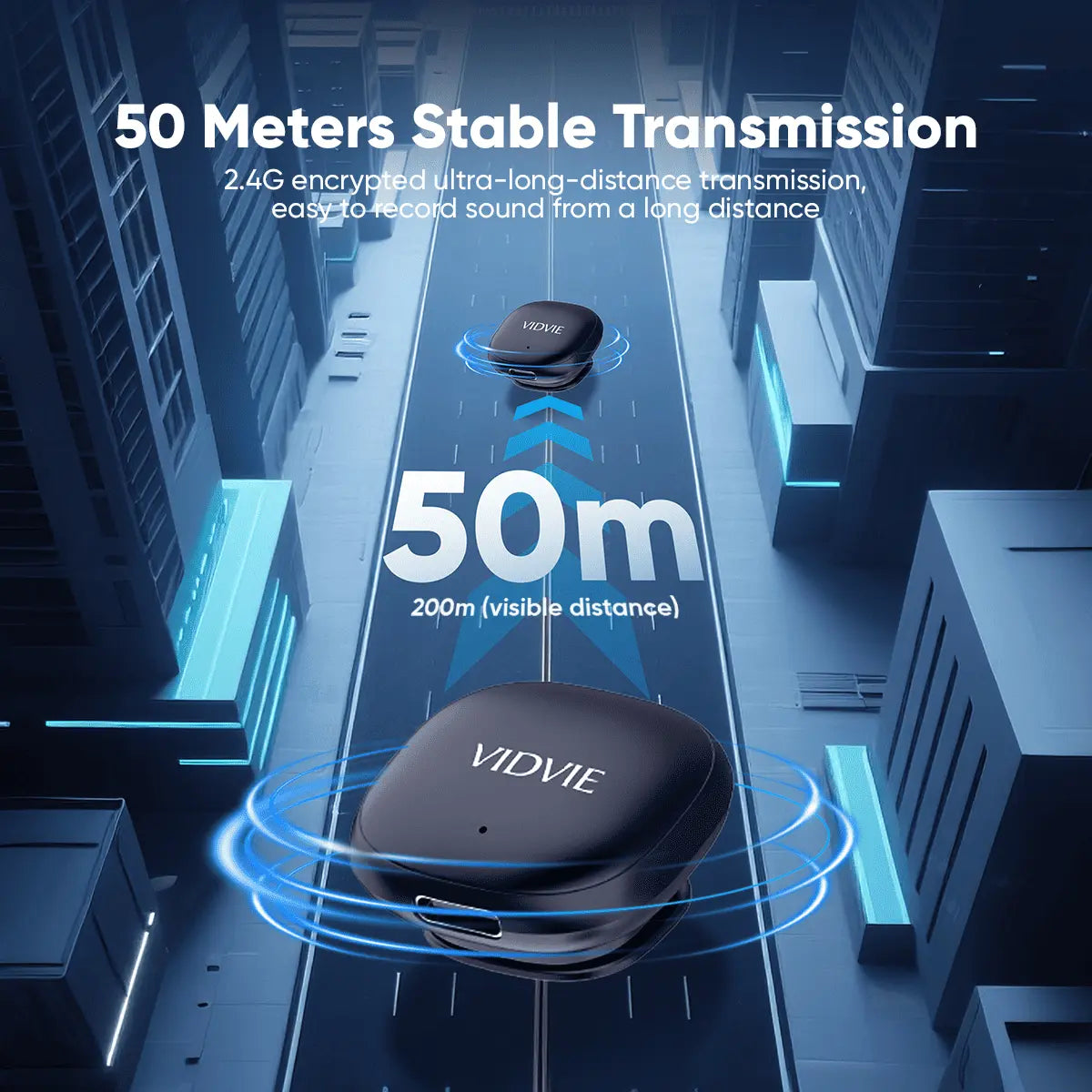 VIDVIE MC02  AI Smart Noise-cancelling Wireless Type-C Microphone
