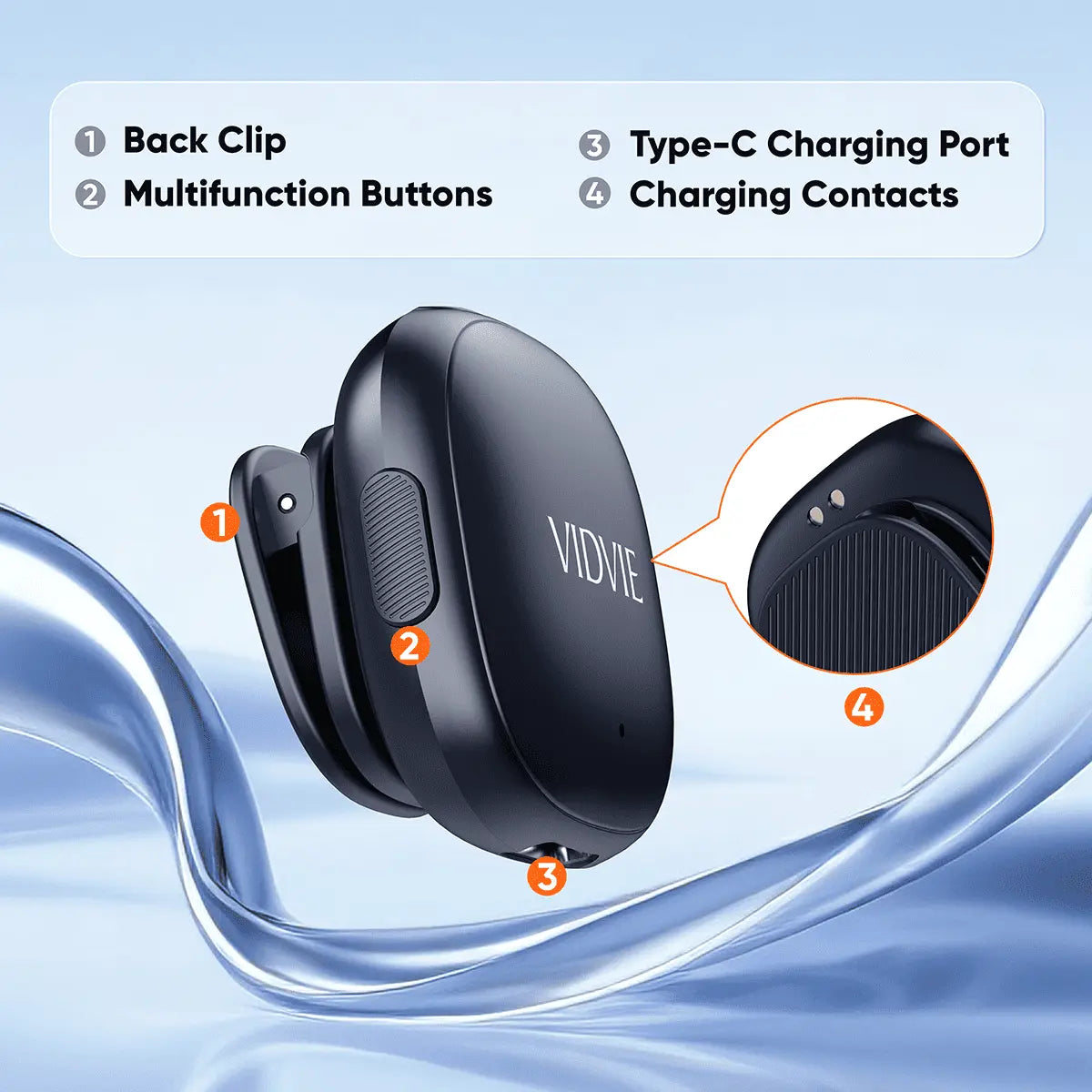 VIDVIE MC02  AI Smart Noise-cancelling Wireless Type-C Microphone