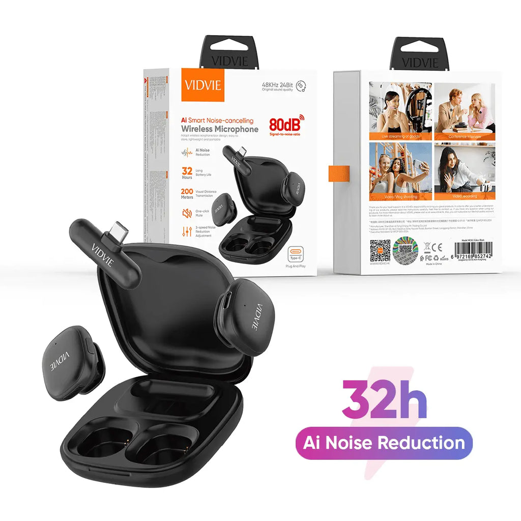 VIDVIE MC02  AI Smart Noise-cancelling Wireless Type-C Microphone